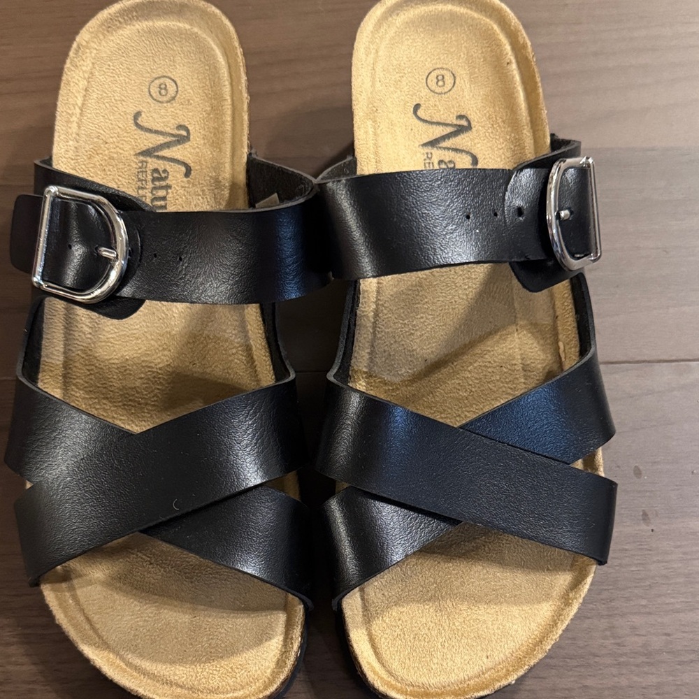 Black Strappy Sandals with Buckle